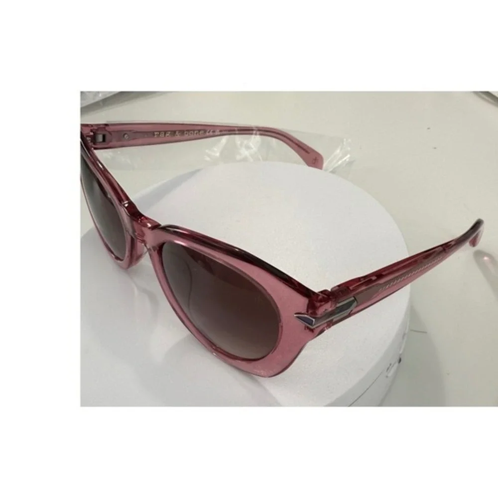 Rag & Bone Pink Cat Eye Sunglasses Translucent Frame Brown Gradient Lens - Picture 6 of 6